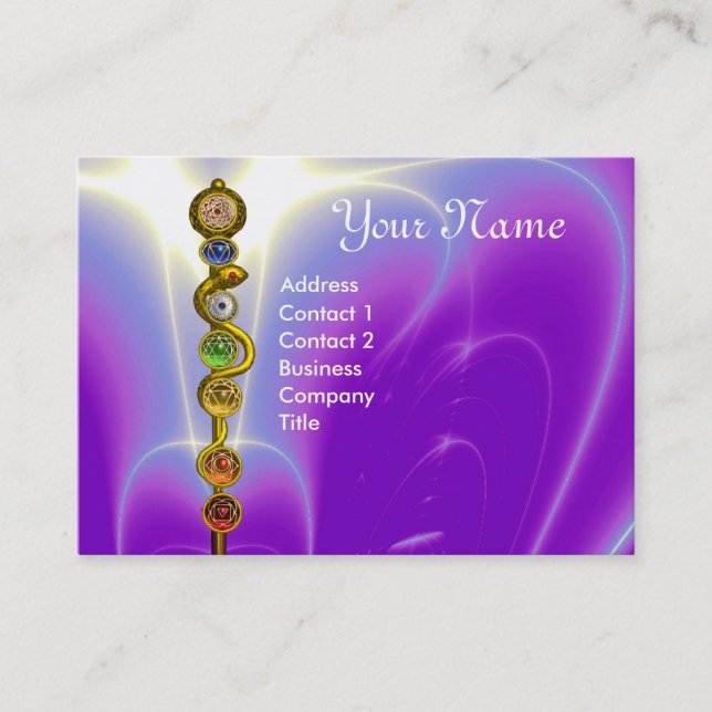 ROD OF ASCLEPIUS,7 CHAKRAS,YOGA ,SPIRITUAL ENERGY BUSINESS CARD (Front)