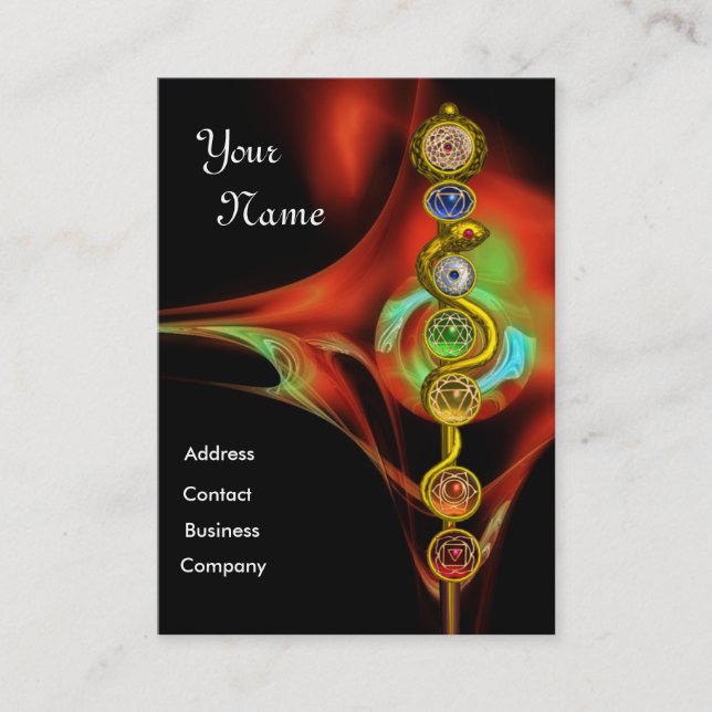 ROD OF ASCLEPIUS,7 CHAKRAS ,YOGA,SPIRITUAL ENERGY BUSINESS CARD (Front)