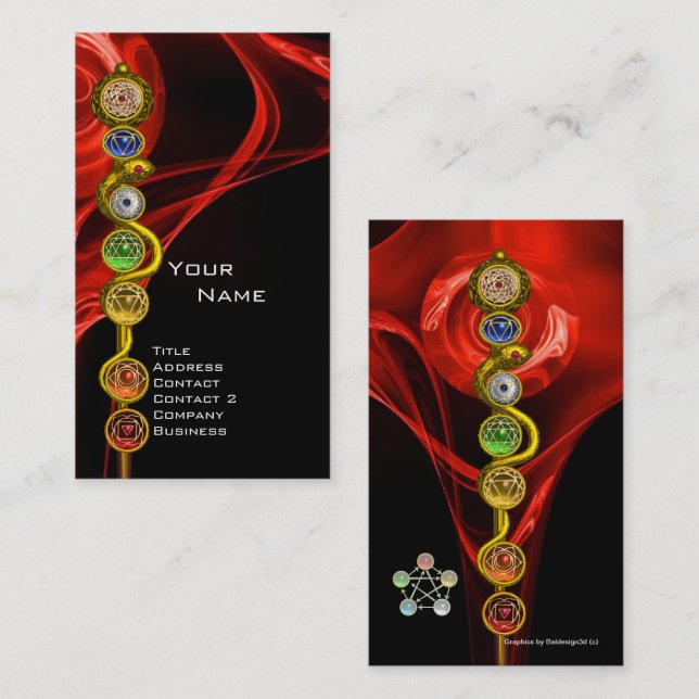 ROD OF ASCLEPIUS,7 CHAKRAS ,YOGA,SPIRITUAL ENERGY BUSINESS CARD (Front/Back)