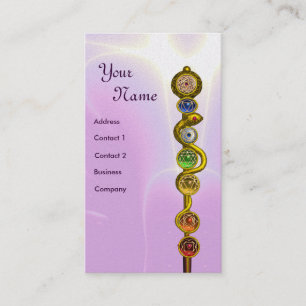 ROD OF ASCLEPIUS,7 CHAKRAS,YOGA ,SPIRITUAL ENERGY BUSINESS CARD
