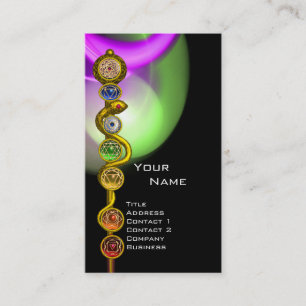 ROD OF ASCLEPIUS,7 CHAKRAS,YOGA ,SPIRITUAL ENERGY BUSINESS CARD