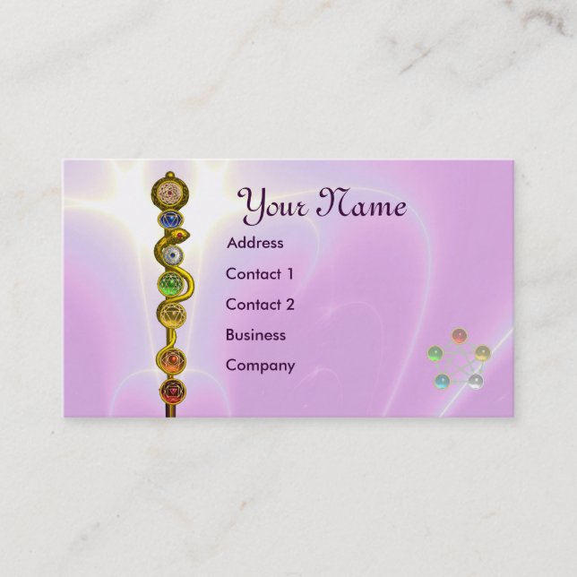 ROD OF ASCLEPIUS,7 CHAKRAS,YOGA ,SPIRITUAL ENERGY BUSINESS CARD (Front)
