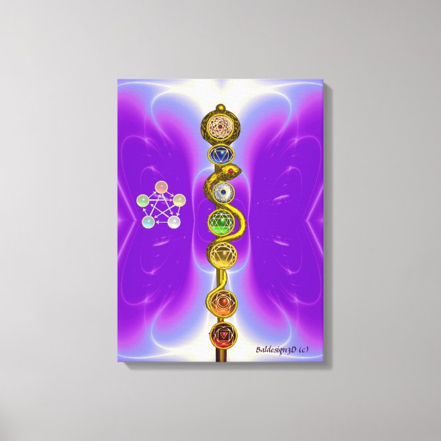 ROD OF ASCLEPIUS 7 CHAKRAS,YOGA ,SPIRITUAL ENERGY CANVAS PRINT (Front)