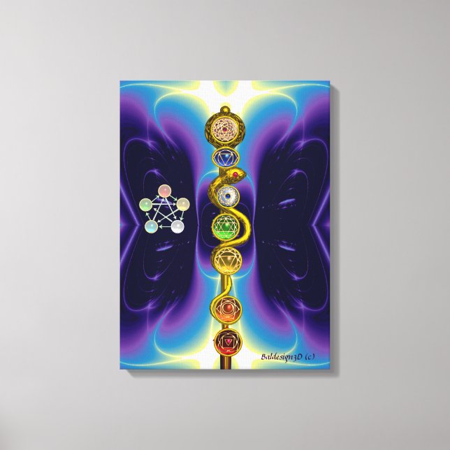 ROD OF ASCLEPIUS 7 CHAKRAS,YOGA ,SPIRITUAL ENERGY CANVAS PRINT (Front)