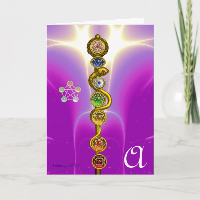 ROD OF ASCLEPIUS 7 CHAKRAS,YOGA ,SPIRITUAL ENERGY CARD (Front)