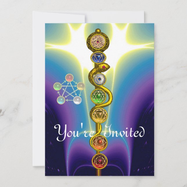 ROD OF ASCLEPIUS 7 CHAKRAS,YOGA ,SPIRITUAL ENERGY INVITATION (Front)