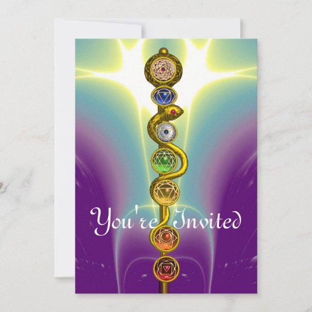 ROD OF ASCLEPIUS 7 CHAKRAS,YOGA ,SPIRITUAL ENERGY INVITATION (Front)