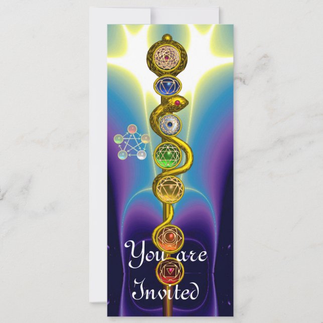 ROD OF ASCLEPIUS 7 CHAKRAS,YOGA ,SPIRITUAL ENERGY INVITATION (Front)