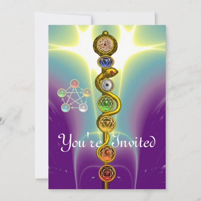 ROD OF ASCLEPIUS 7 CHAKRAS,YOGA ,SPIRITUAL ENERGY INVITATION (Front)