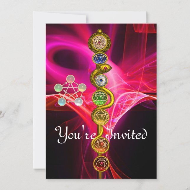 ROD OF ASCLEPIUS 7 CHAKRAS,YOGA ,SPIRITUAL ENERGY INVITATION (Front)