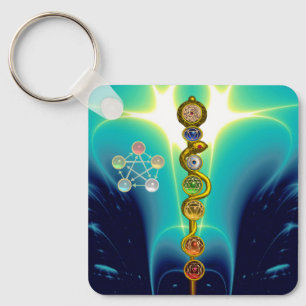 ROD OF ASCLEPIUS 7 CHAKRAS,YOGA ,SPIRITUAL ENERGY KEY RING