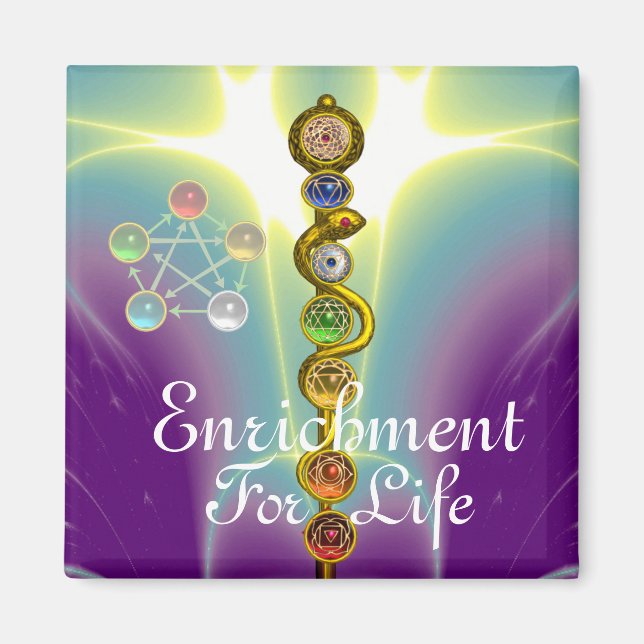 ROD OF ASCLEPIUS 7 CHAKRAS,YOGA ,SPIRITUAL ENERGY MAGNET (Front)