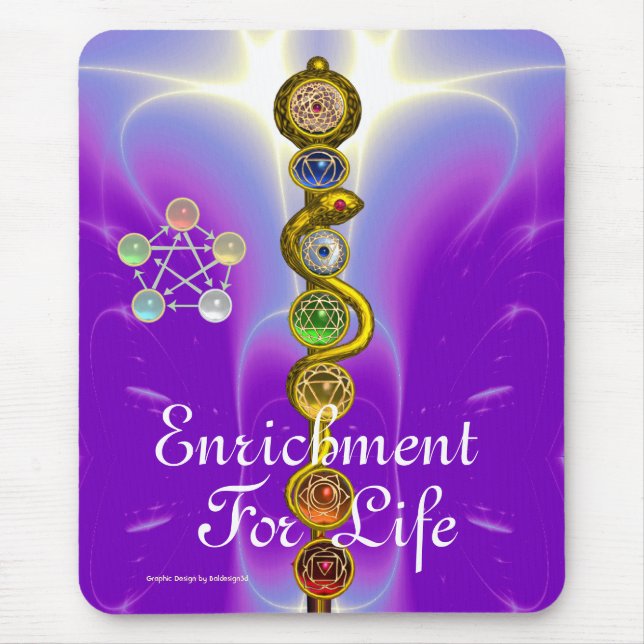 ROD OF ASCLEPIUS,7 CHAKRAS,YOGA ,SPIRITUAL ENERGY MOUSE MAT (Front)