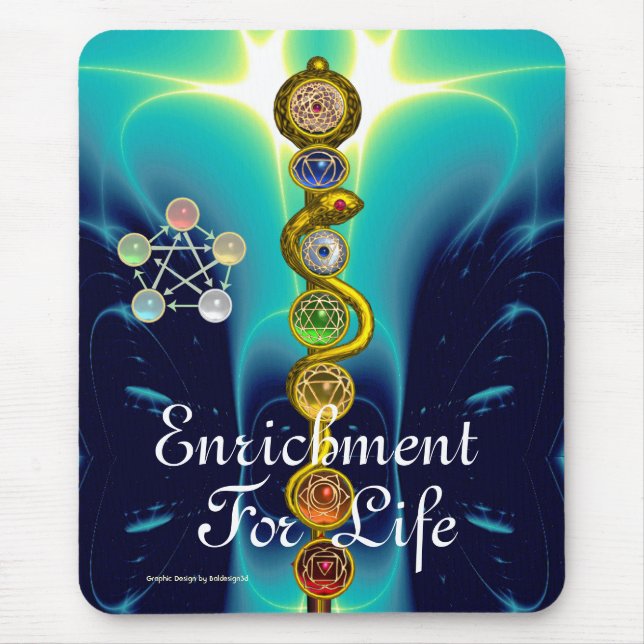 ROD OF ASCLEPIUS,7 CHAKRAS,YOGA ,SPIRITUAL ENERGY MOUSE MAT (Front)