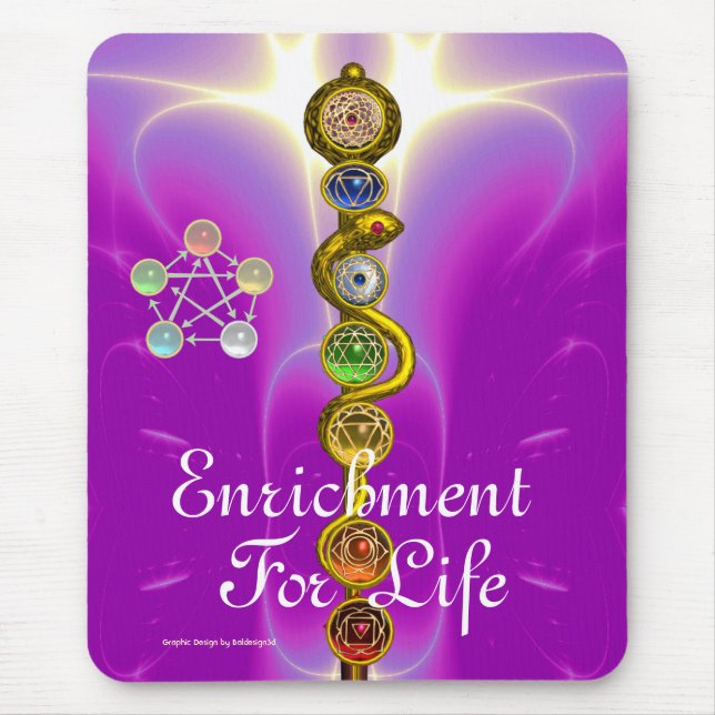 ROD OF ASCLEPIUS,7 CHAKRAS,YOGA ,SPIRITUAL ENERGY MOUSE MAT (Front)