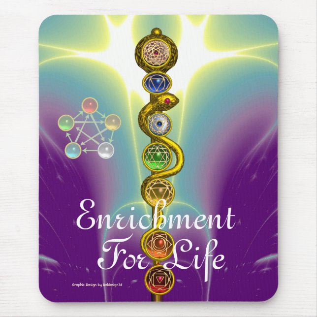 ROD OF ASCLEPIUS,7 CHAKRAS,YOGA ,SPIRITUAL ENERGY MOUSE MAT (Front)