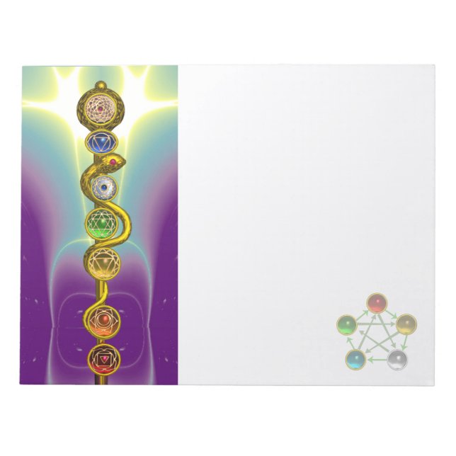 ROD OF ASCLEPIUS 7 CHAKRAS,YOGA ,SPIRITUAL ENERGY NOTEPAD (Front)