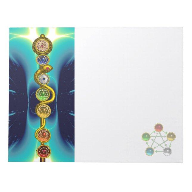 ROD OF ASCLEPIUS 7 CHAKRAS,YOGA ,SPIRITUAL ENERGY NOTEPAD (Front)