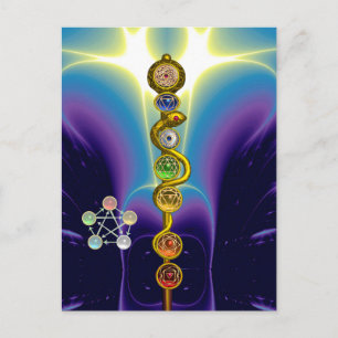 ROD OF ASCLEPIUS 7 CHAKRAS,YOGA ,SPIRITUAL ENERGY POSTCARD