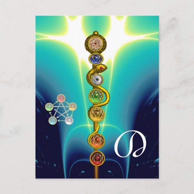 ROD OF ASCLEPIUS 7 CHAKRAS,YOGA ,SPIRITUAL ENERGY POSTCARD (Front)