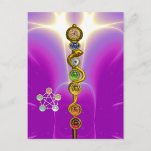 ROD OF ASCLEPIUS 7 CHAKRAS,YOGA ,SPIRITUAL ENERGY POSTCARD