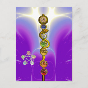 ROD OF ASCLEPIUS 7 CHAKRAS,YOGA ,SPIRITUAL ENERGY POSTCARD