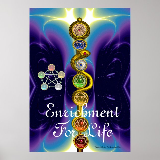 ROD OF ASCLEPIUS 7 CHAKRAS,YOGA ,SPIRITUAL ENERGY POSTER (Front)