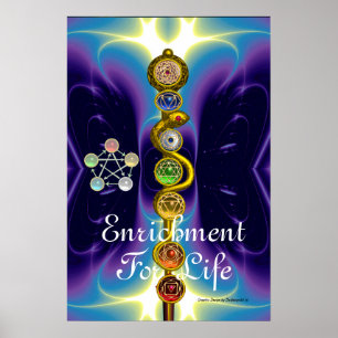 ROD OF ASCLEPIUS 7 CHAKRAS,YOGA ,SPIRITUAL ENERGY POSTER