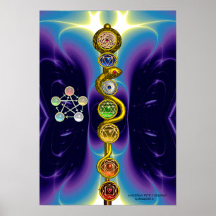 ROD OF ASCLEPIUS 7 CHAKRAS,YOGA ,SPIRITUAL ENERGY POSTER