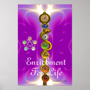 ROD OF ASCLEPIUS 7 CHAKRAS,YOGA ,SPIRITUAL ENERGY POSTER