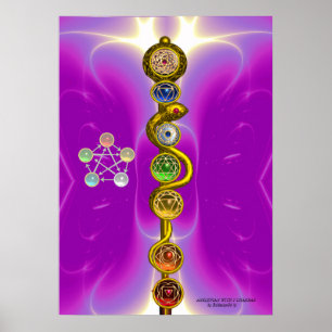 ROD OF ASCLEPIUS 7 CHAKRAS,YOGA ,SPIRITUAL ENERGY POSTER