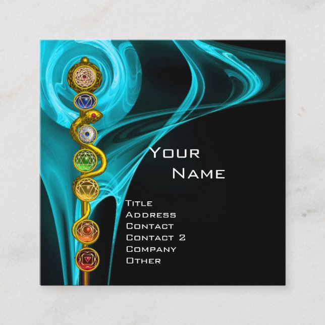 ROD OF ASCLEPIUS,7 CHAKRAS ,YOGA,SPIRITUAL ENERGY SQUARE BUSINESS CARD (Front)