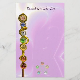 ROD OF ASCLEPIUS 7 CHAKRAS,YOGA ,SPIRITUAL ENERGY STATIONERY