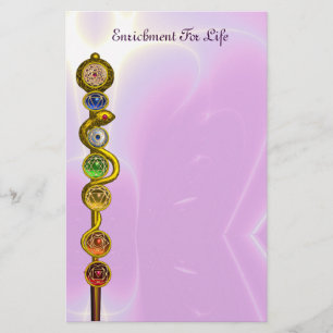ROD OF ASCLEPIUS 7 CHAKRAS,YOGA ,SPIRITUAL ENERGY STATIONERY