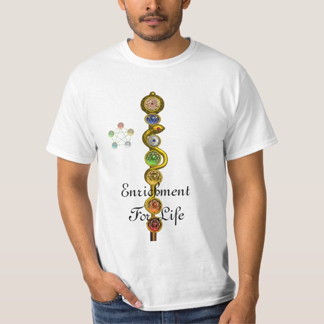 ROD OF ASCLEPIUS 7 CHAKRAS ,YOGA ,SPIRITUAL ENERGY T-Shirt (Front)