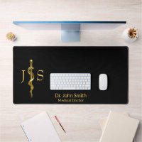 Rod of Asclepius Classy Medical Gold on White