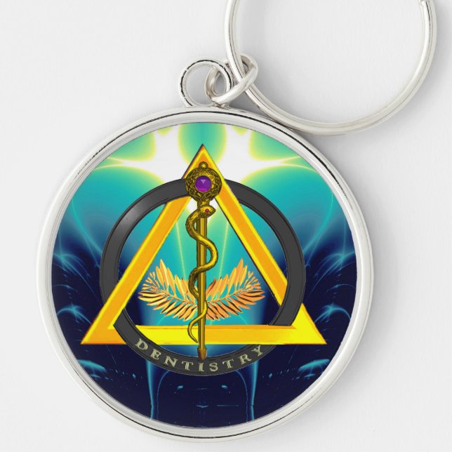 ROD OF ASCLEPIUS DENTIST DENTISTRY KEY RING (Front)