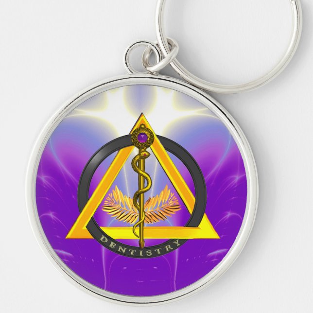 ROD OF ASCLEPIUS DENTIST DENTISTRY KEY RING (Front)