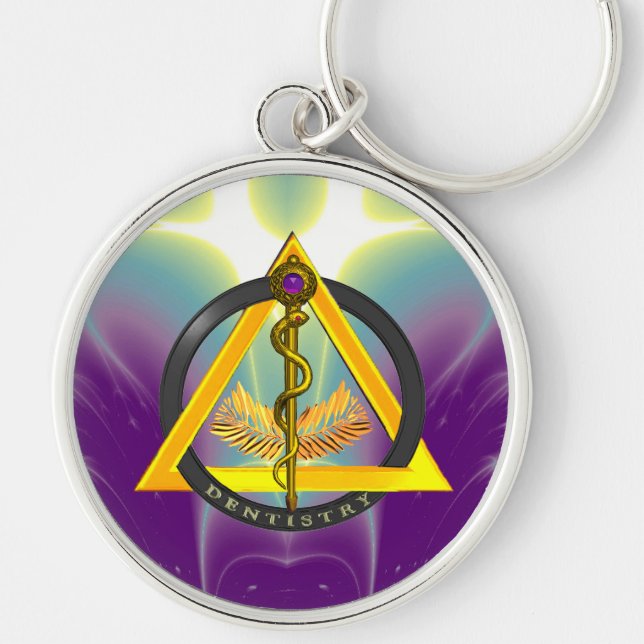 ROD OF ASCLEPIUS DENTIST DENTISTRY KEY RING (Front)