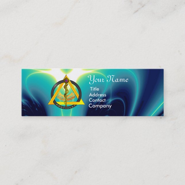 ROD OF ASCLEPIUS DENTIST DENTISTRY MINI BUSINESS CARD (Front)