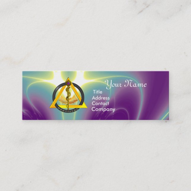 ROD OF ASCLEPIUS DENTIST DENTISTRY MINI BUSINESS CARD (Front)