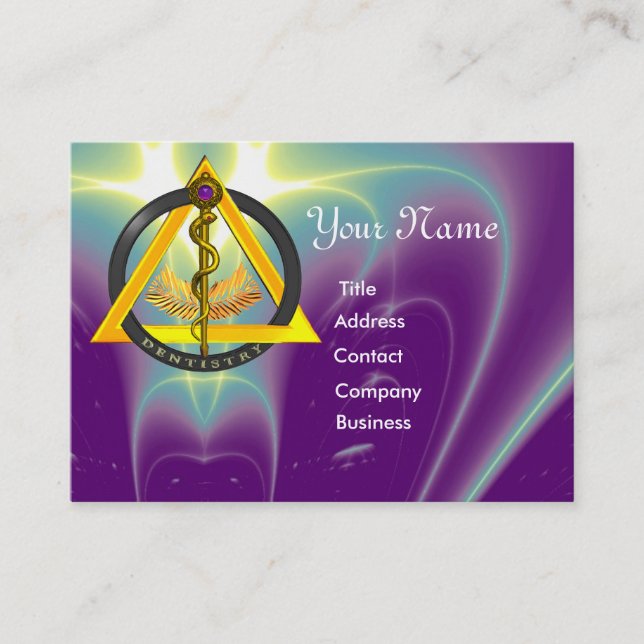 ROD OF ASCLEPIUS DENTIST DENTISTRY MONOGRAM BUSINESS CARD (Front)