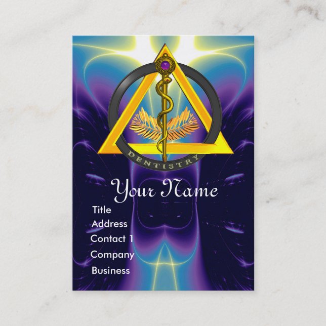 ROD OF ASCLEPIUS DENTIST DENTISTRY MONOGRAM BUSINESS CARD (Front)