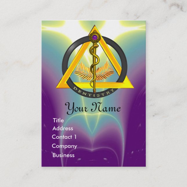 ROD OF ASCLEPIUS DENTIST DENTISTRY MONOGRAM BUSINESS CARD (Front)