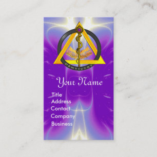 ROD OF ASCLEPIUS DENTIST DENTISTRY MONOGRAM PEARL BUSINESS CARD