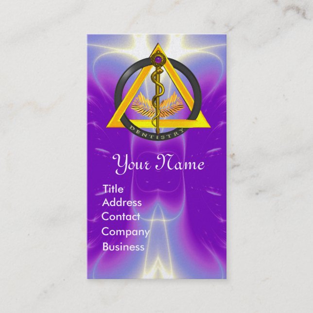 ROD OF ASCLEPIUS DENTIST DENTISTRY MONOGRAM PEARL BUSINESS CARD (Front)