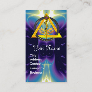 ROD OF ASCLEPIUS DENTIST DENTISTRY MONOGRAM PEARL BUSINESS CARD