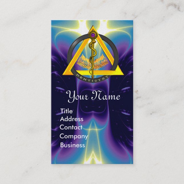 ROD OF ASCLEPIUS DENTIST DENTISTRY MONOGRAM PEARL BUSINESS CARD (Front)