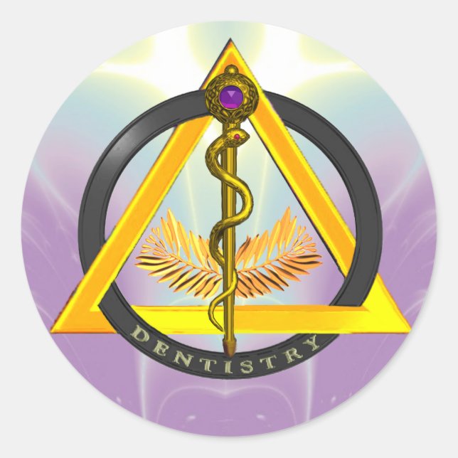 ROD OF ASCLEPIUS DENTIST DENTISTRY SYMBOL CLASSIC ROUND STICKER (Front)