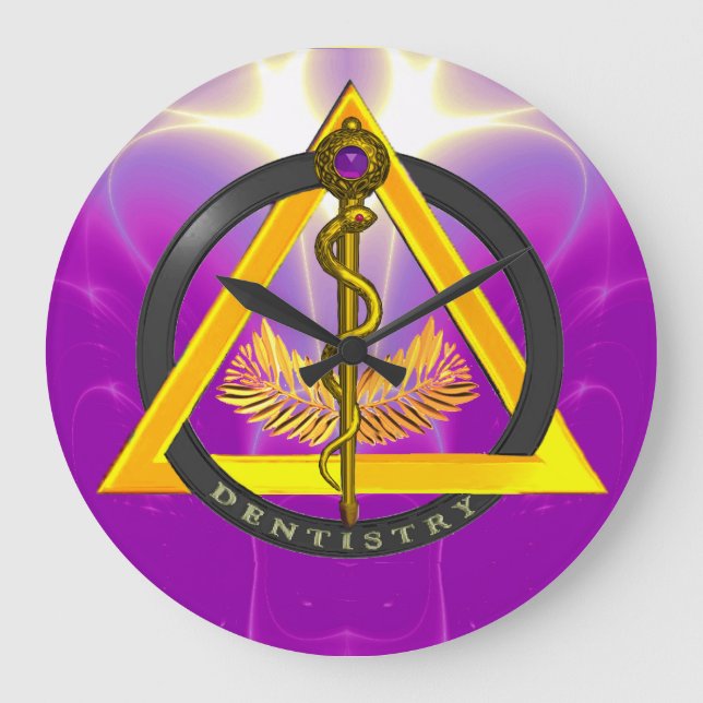 ROD OF ASCLEPIUS DENTIST DENTISTRY SYMBOL LARGE CLOCK (Front)